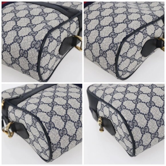GUCCI GG Supreme Sherry Line Shoulder Bag PVC Navy Gold 72 001 4071 Auth 147721 - Picture 14 of 16